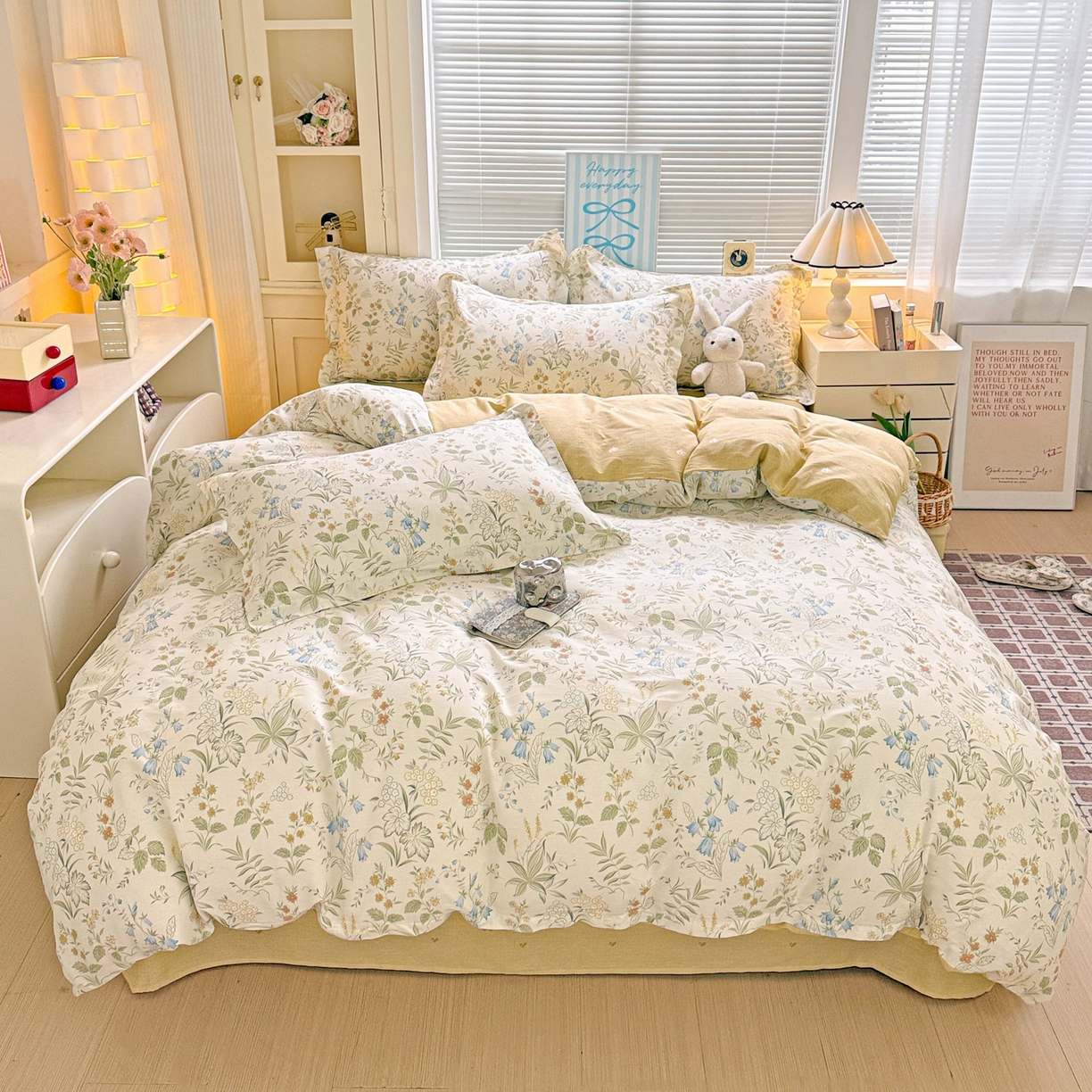 91家纺网 家纺一手货源 找家纺 董成龙家纺 2026春夏新款100%全棉纯棉印花四件套印花卡通系列三件套（喷气工艺） 晚风私语