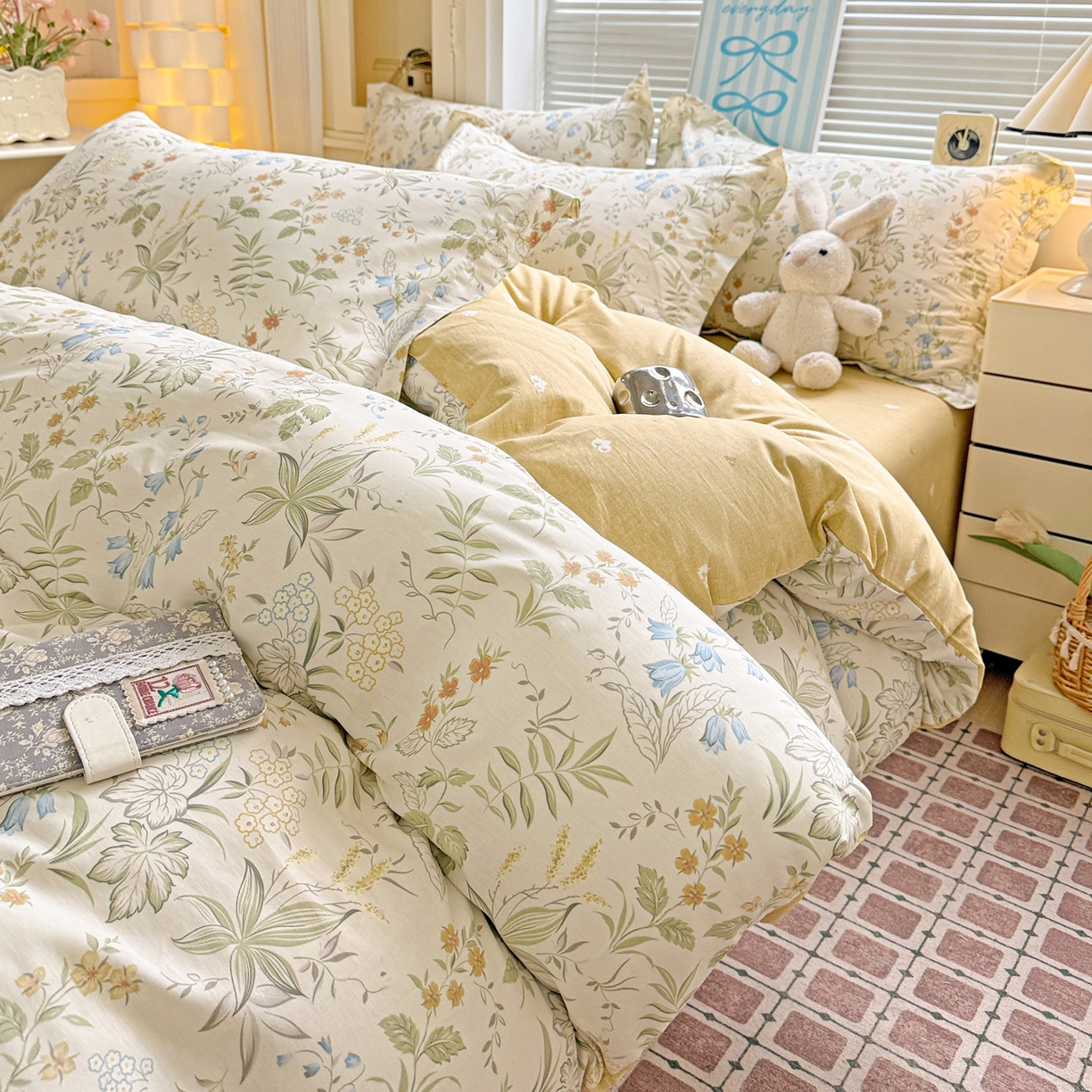 91家纺网 家纺一手货源 找家纺 董成龙家纺 2026春夏新款100%全棉纯棉印花四件套印花卡通系列三件套（喷气工艺） 晚风私语