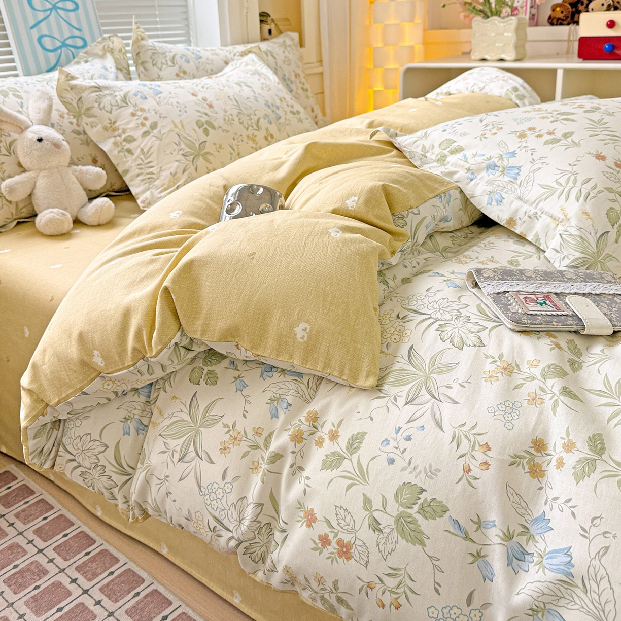 91家纺网 家纺一手货源 找家纺 董成龙家纺 2026春夏新款100%全棉纯棉印花四件套印花卡通系列三件套（喷气工艺） 晚风私语