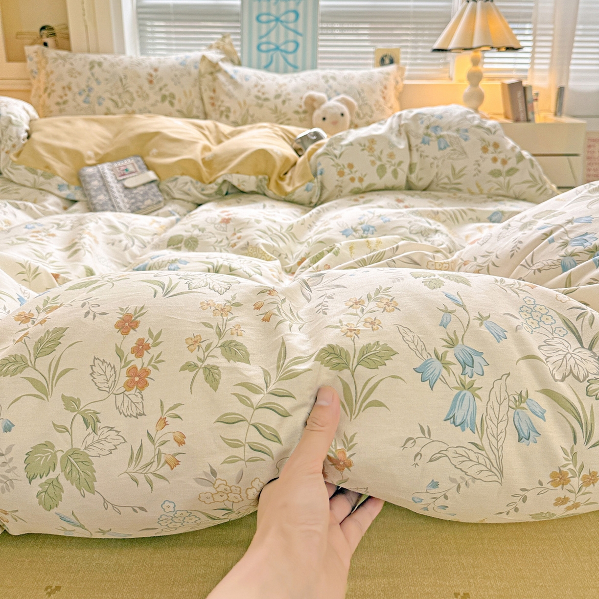 91家纺网 家纺一手货源 找家纺 董成龙家纺 2026春夏新款100%全棉纯棉印花四件套印花卡通系列三件套（喷气工艺） 晚风私语