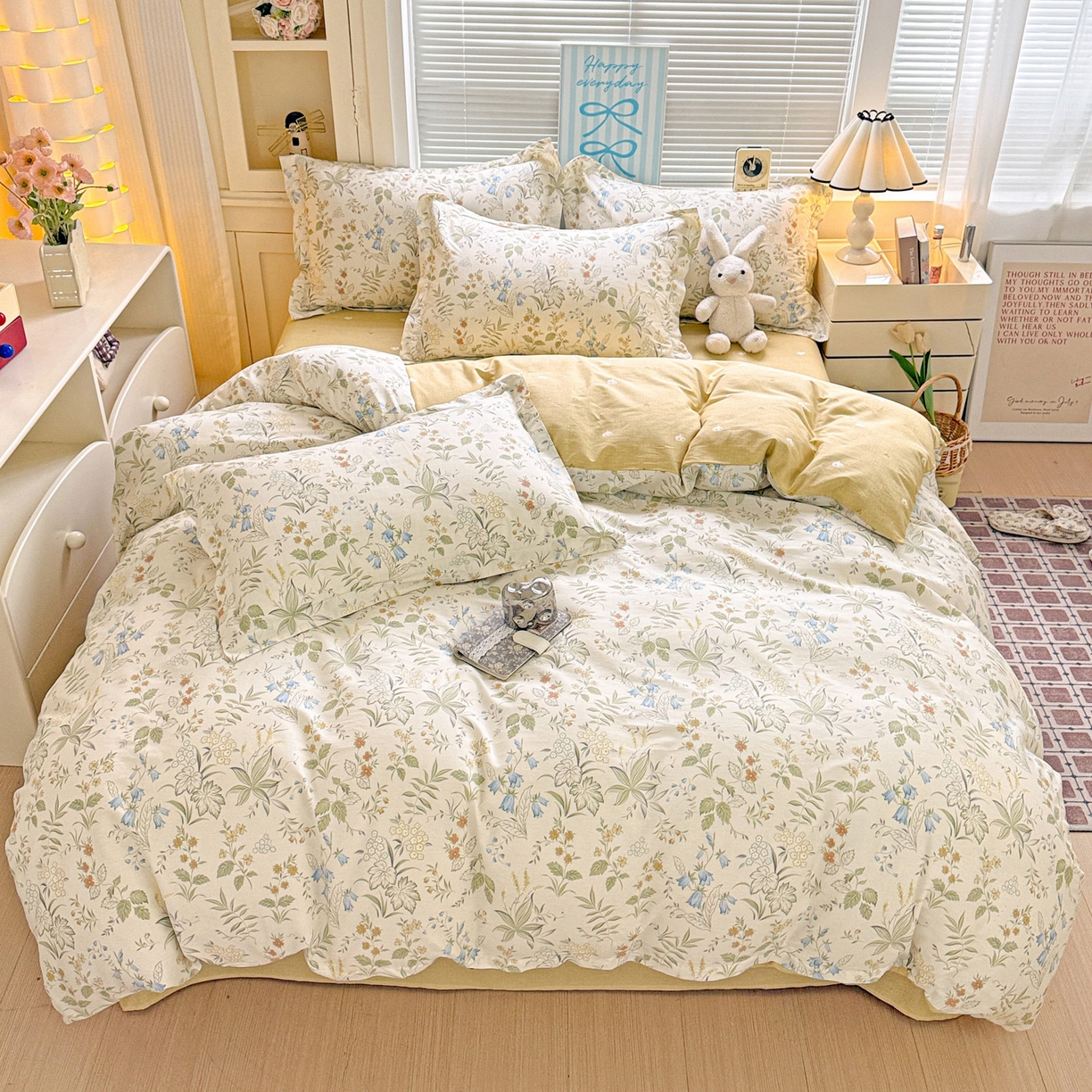 91家纺网 家纺一手货源 找家纺 董成龙家纺 2026春夏新款100%全棉纯棉印花四件套印花卡通系列三件套（喷气工艺） 晚风私语