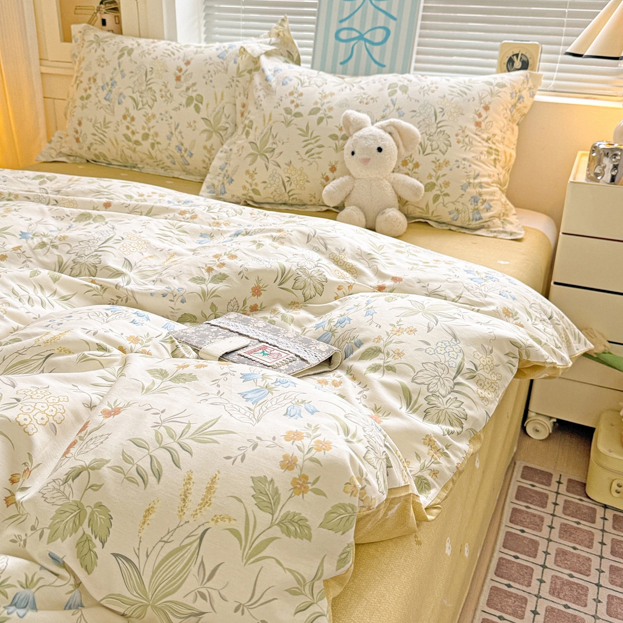 91家纺网 家纺一手货源 找家纺 董成龙家纺 2026春夏新款100%全棉纯棉印花四件套印花卡通系列三件套（喷气工艺） 晚风私语