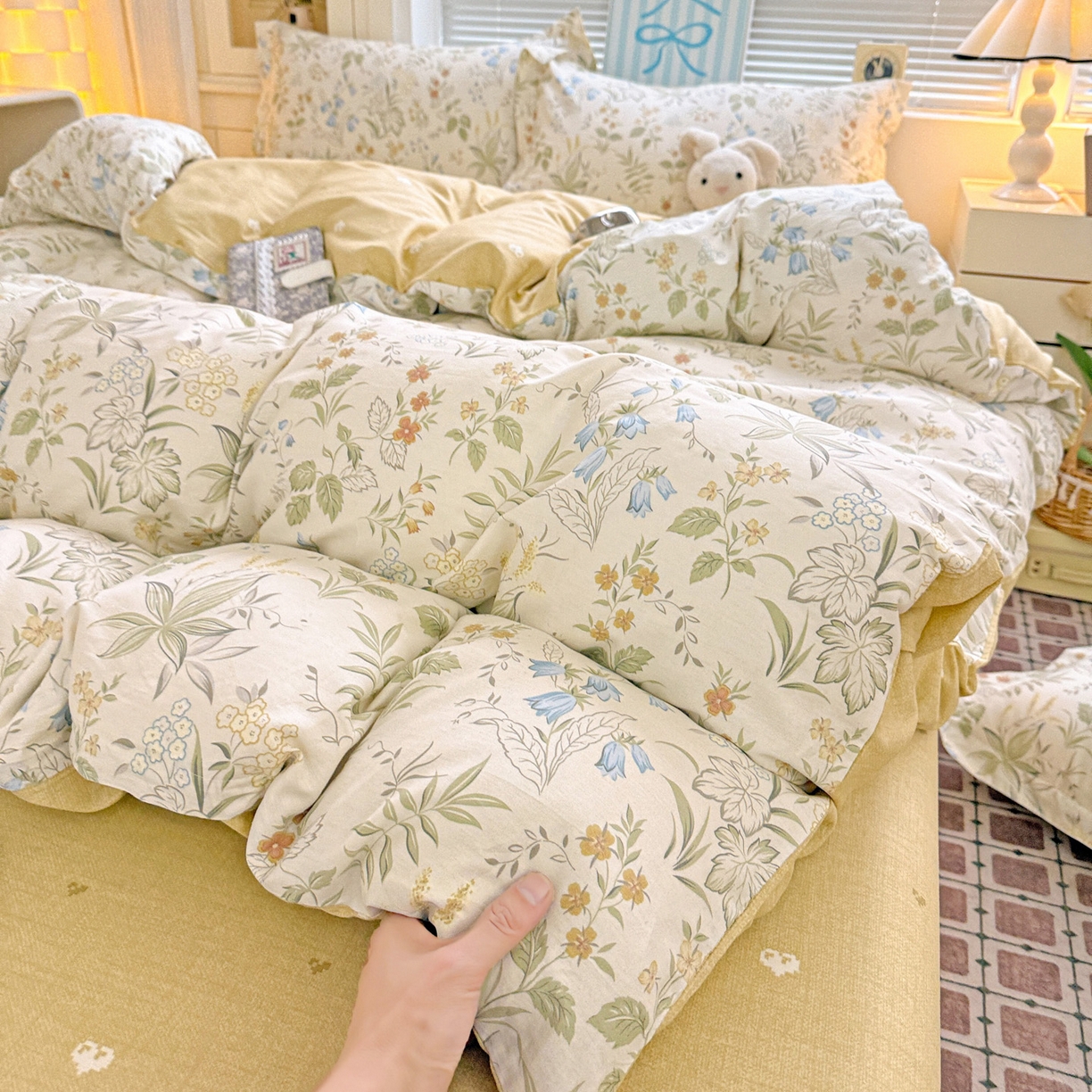 91家纺网 家纺一手货源 找家纺 董成龙家纺 2026春夏新款100%全棉纯棉印花四件套印花卡通系列三件套（喷气工艺） 晚风私语