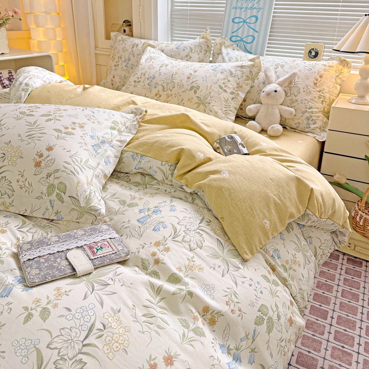 91家纺网 家纺一手货源 找家纺 董成龙家纺 2026春夏新款100%全棉纯棉印花四件套印花卡通系列三件套（喷气工艺） 晚风私语