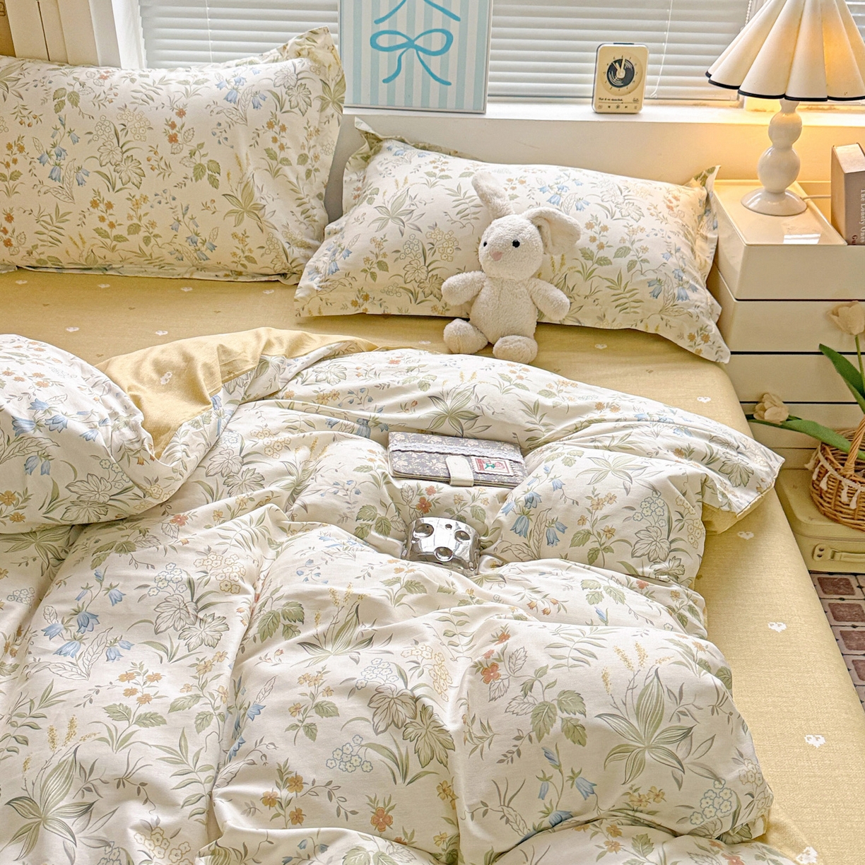 91家纺网 家纺一手货源 找家纺 董成龙家纺 2026春夏新款100%全棉纯棉印花四件套印花卡通系列三件套（喷气工艺） 晚风私语