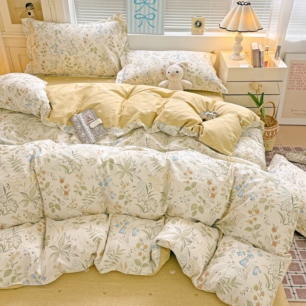 91家纺网 家纺一手货源 找家纺 董成龙家纺 2026春夏新款100%全棉纯棉印花四件套印花卡通系列三件套（喷气工艺） 晚风私语