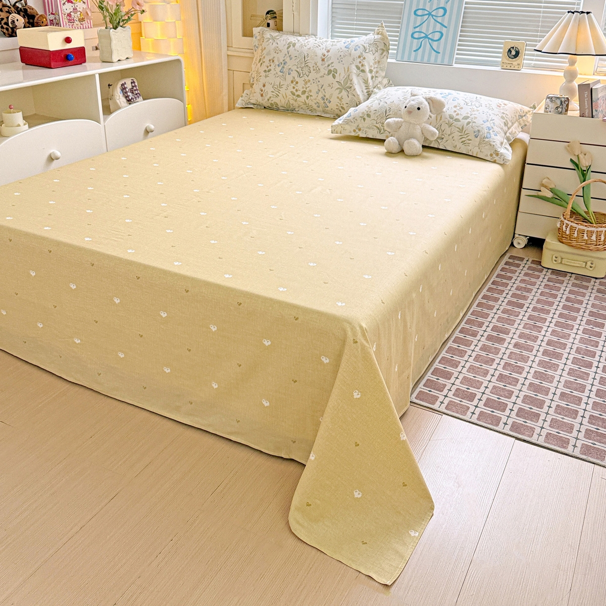 91家纺网 家纺一手货源 找家纺 董成龙家纺 2026春夏新款100%全棉纯棉印花四件套印花卡通系列三件套（喷气工艺） 晚风私语