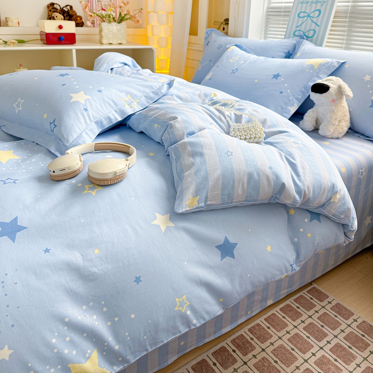 91家纺网 家纺一手货源 找家纺 董成龙家纺 2026春夏新款100%全棉纯棉印花四件套印花卡通系列三件套（喷气工艺） 五星集