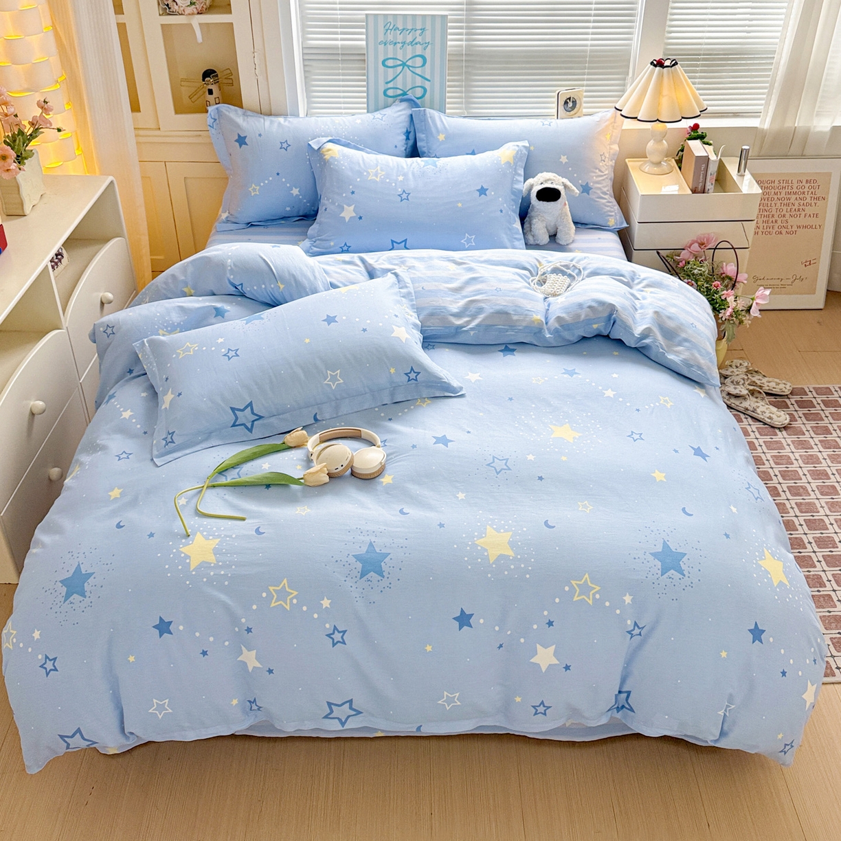 91家纺网 家纺一手货源 找家纺 董成龙家纺 2026春夏新款100%全棉纯棉印花四件套印花卡通系列三件套（喷气工艺） 五星集