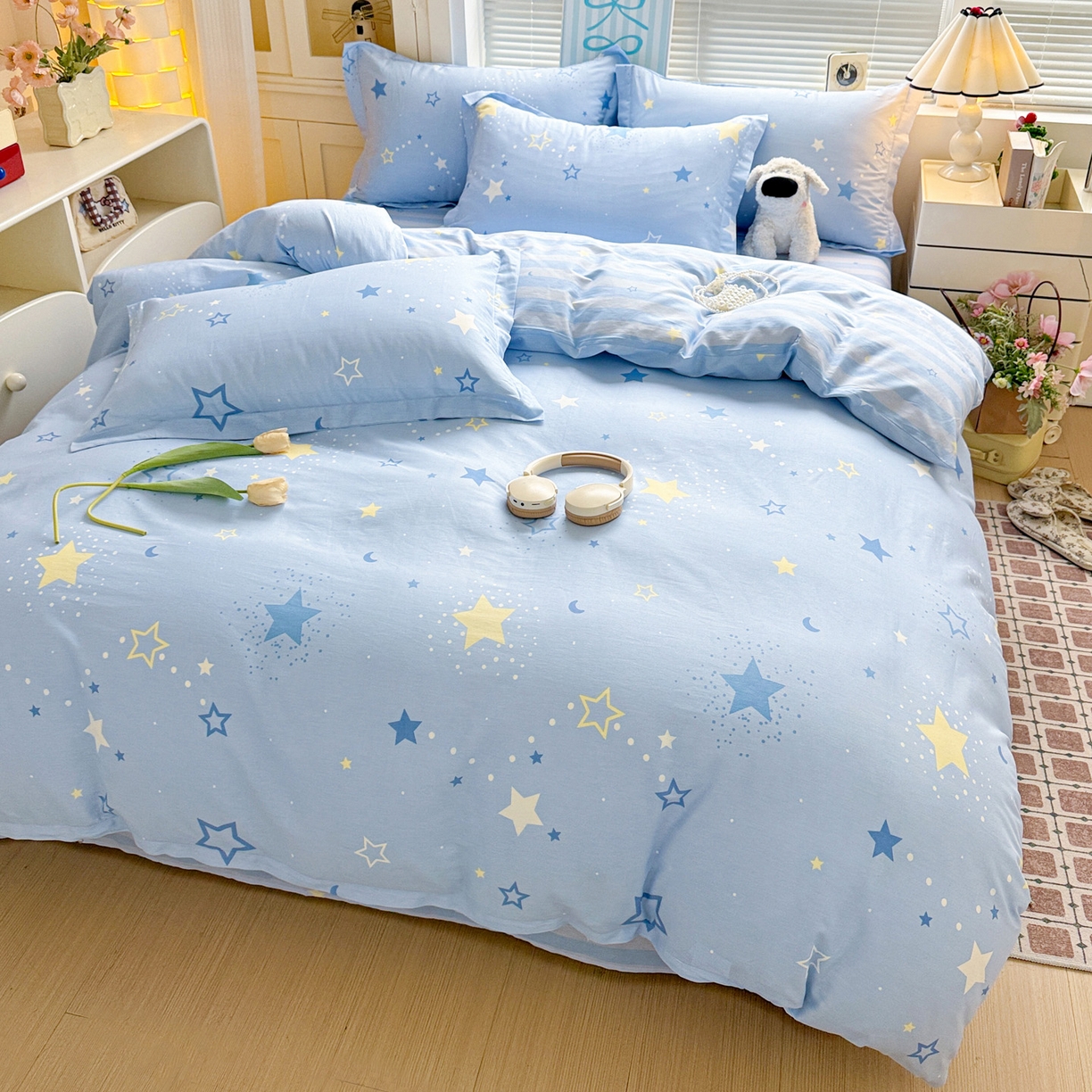 91家纺网 家纺一手货源 找家纺 董成龙家纺 2026春夏新款100%全棉纯棉印花四件套印花卡通系列三件套（喷气工艺） 五星集