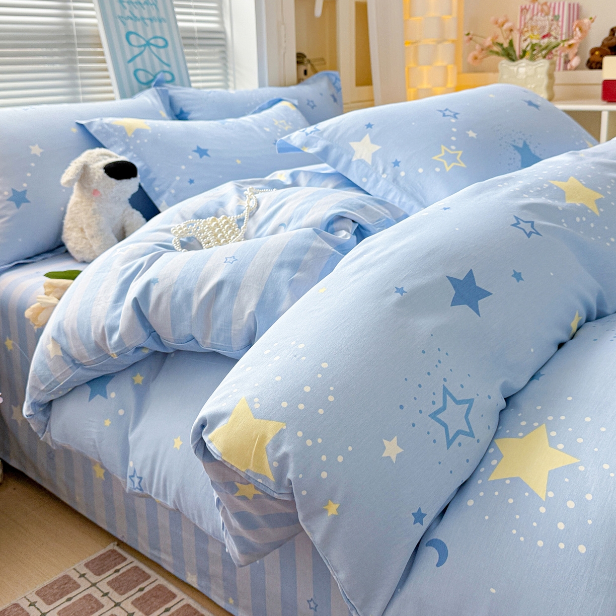 91家纺网 家纺一手货源 找家纺 董成龙家纺 2026春夏新款100%全棉纯棉印花四件套印花卡通系列三件套（喷气工艺） 五星集