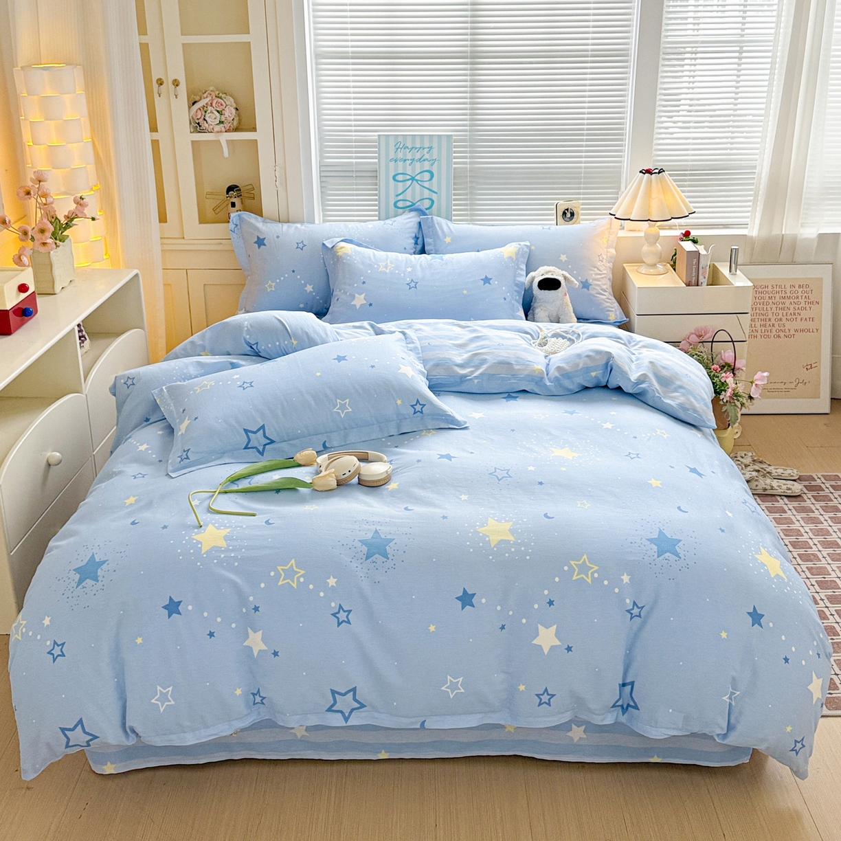 91家纺网 家纺一手货源 找家纺 董成龙家纺 2026春夏新款100%全棉纯棉印花四件套印花卡通系列三件套（喷气工艺） 五星集