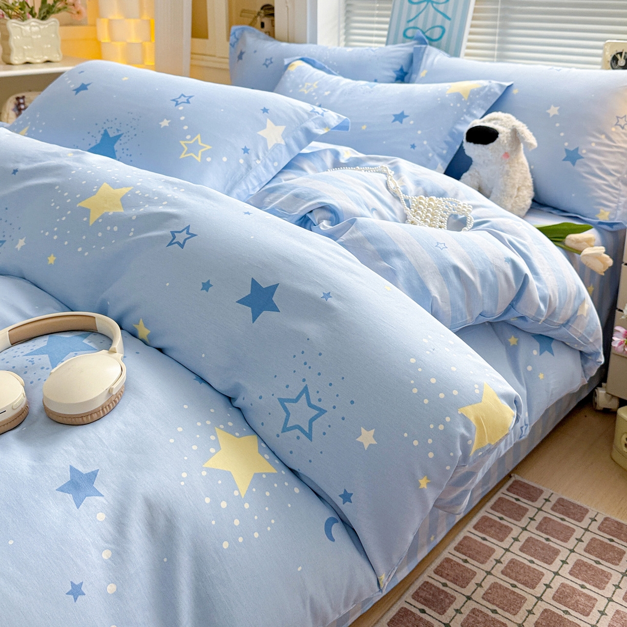 91家纺网 家纺一手货源 找家纺 董成龙家纺 2026春夏新款100%全棉纯棉印花四件套印花卡通系列三件套（喷气工艺） 五星集