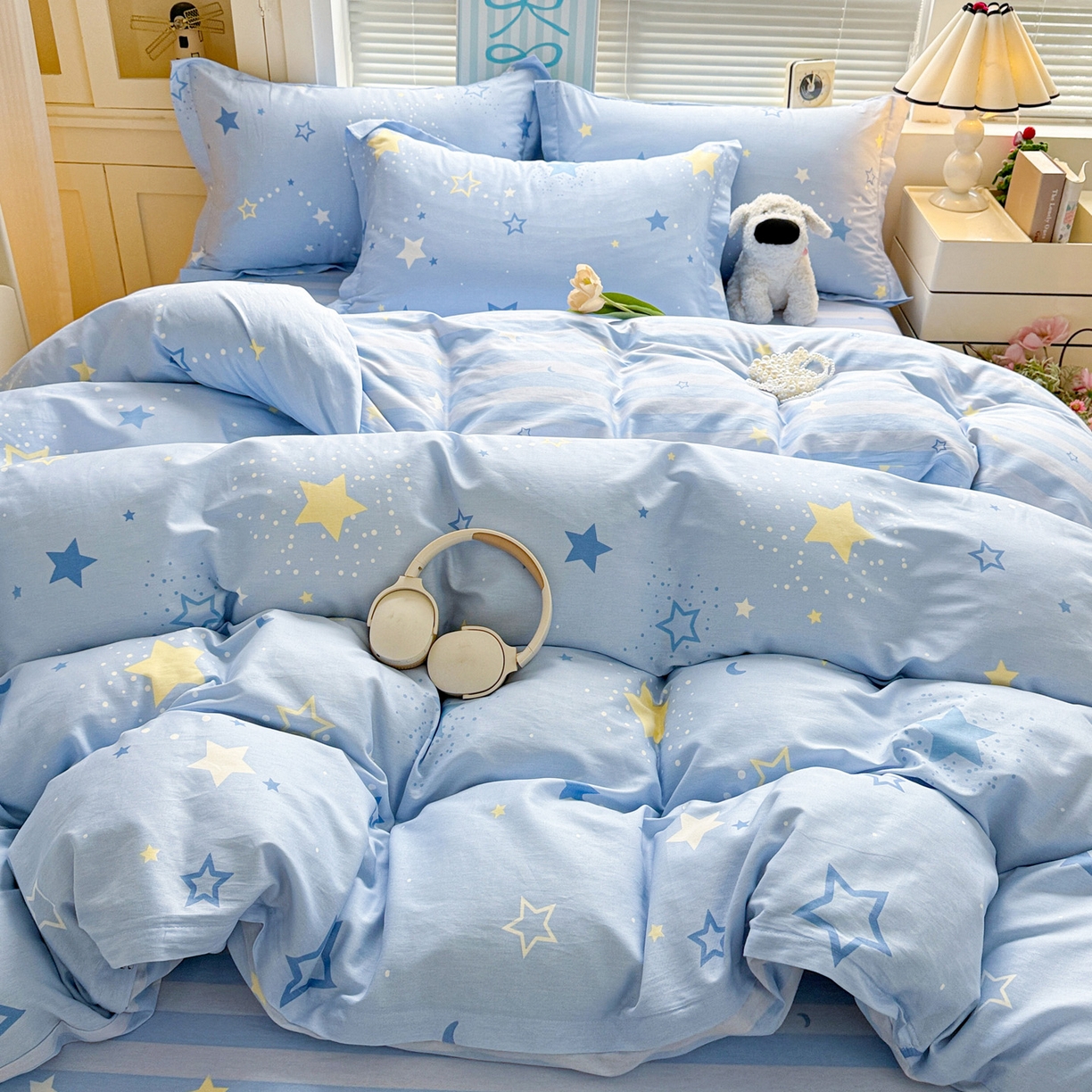 91家纺网 家纺一手货源 找家纺 董成龙家纺 2026春夏新款100%全棉纯棉印花四件套印花卡通系列三件套（喷气工艺） 五星集