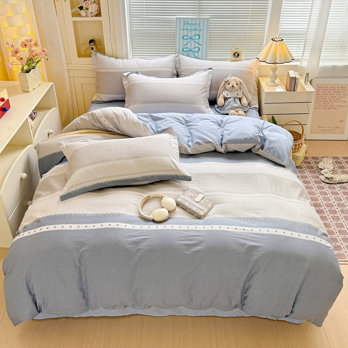 91家纺网 家纺一手货源 找家纺 董成龙家纺 2026春夏新款100%全棉纯棉印花四件套印花卡通系列三件套（喷气工艺） 星辰大海