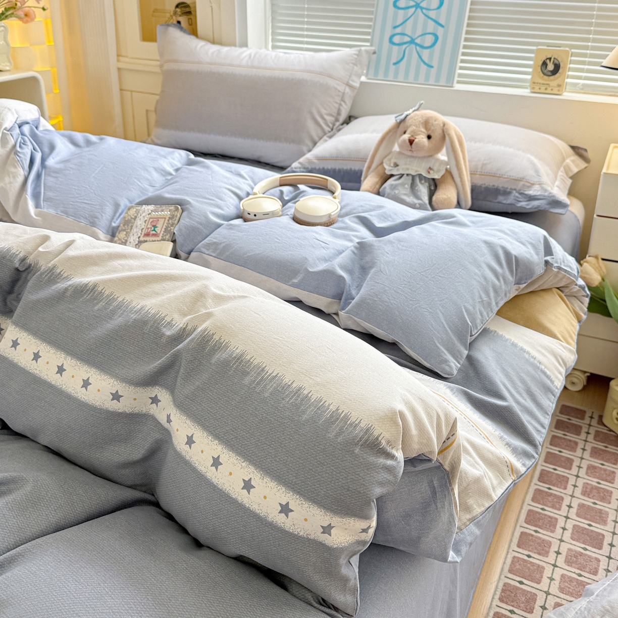 91家纺网 家纺一手货源 找家纺 董成龙家纺 2026春夏新款100%全棉纯棉印花四件套印花卡通系列三件套（喷气工艺） 星辰大海