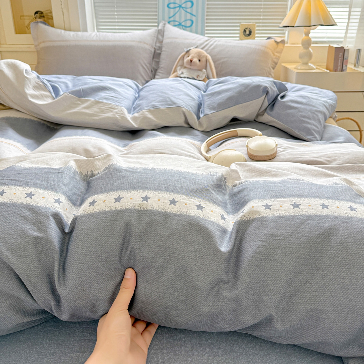 91家纺网 家纺一手货源 找家纺 董成龙家纺 2026春夏新款100%全棉纯棉印花四件套印花卡通系列三件套（喷气工艺） 星辰大海