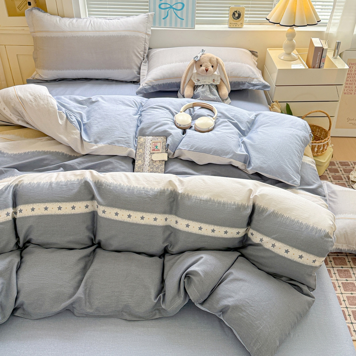 91家纺网 家纺一手货源 找家纺 董成龙家纺 2026春夏新款100%全棉纯棉印花四件套印花卡通系列三件套（喷气工艺） 星辰大海