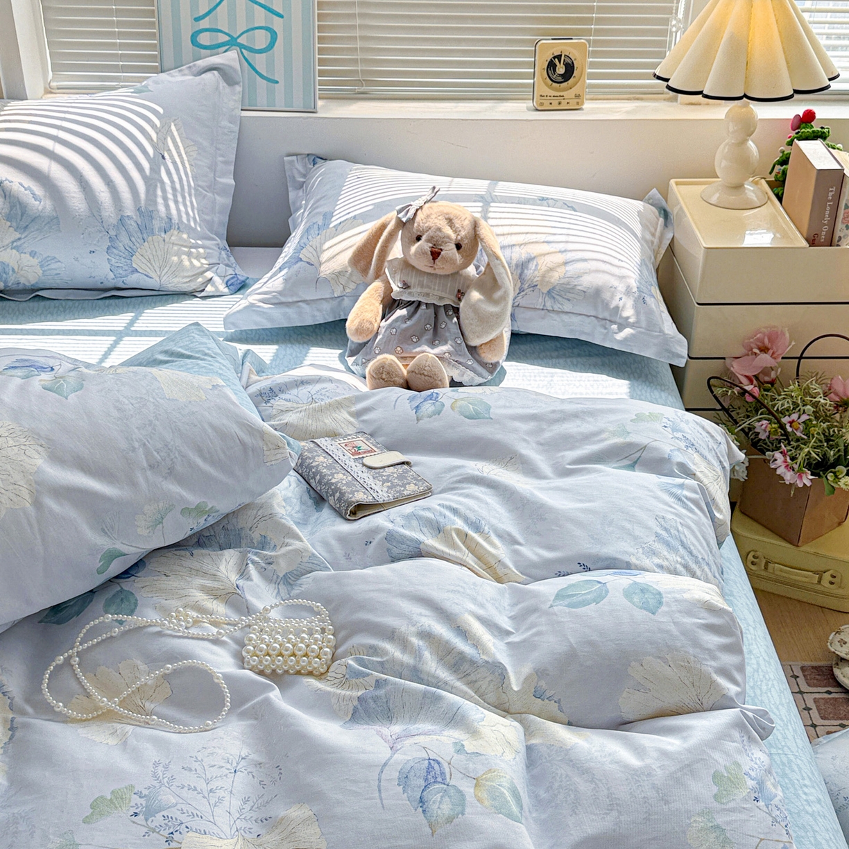 91家纺网 家纺一手货源 找家纺 董成龙家纺 2026春夏新款100%全棉纯棉印花四件套印花卡通系列三件套（喷气工艺） 银杏花语