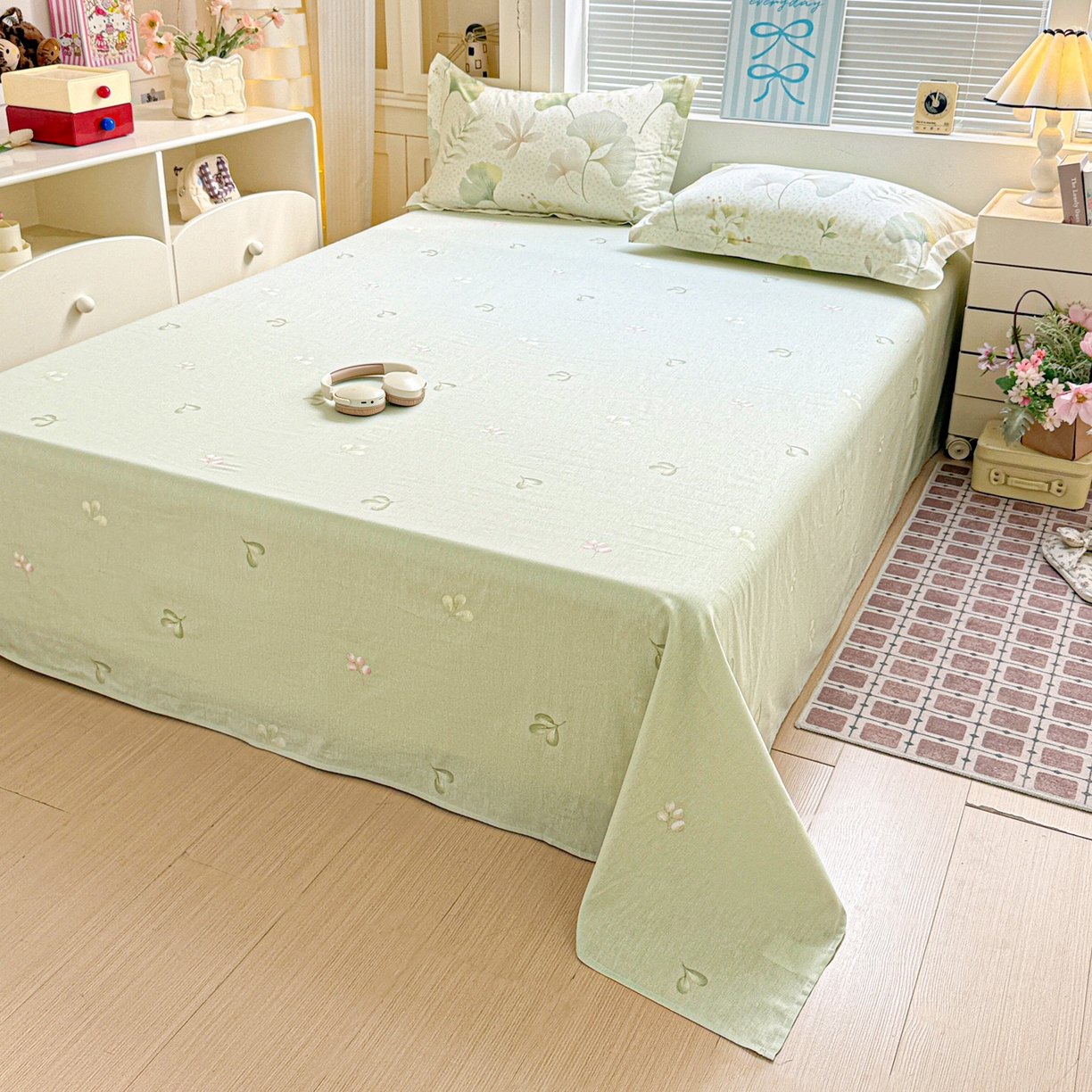 91家纺网 家纺一手货源 找家纺 董成龙家纺 2026春夏新款100%全棉纯棉印花四件套印花卡通系列三件套（喷气工艺） 银杏疏影