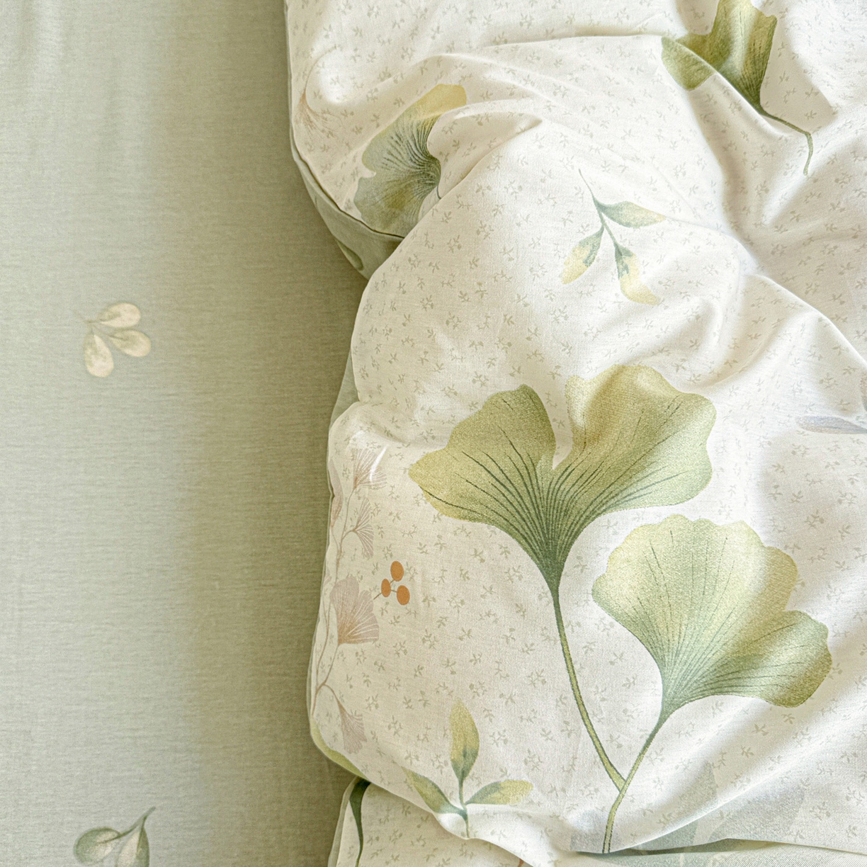 91家纺网 家纺一手货源 找家纺 董成龙家纺 2026春夏新款100%全棉纯棉印花四件套印花卡通系列三件套（喷气工艺） 银杏疏影