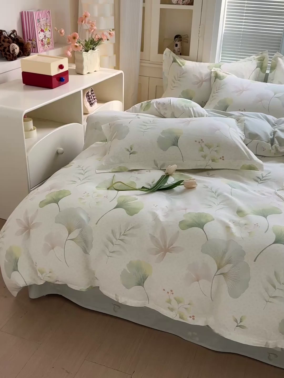 91家纺网 家纺一手货源 找家纺 董成龙家纺 2026春夏新款100%全棉纯棉印花四件套印花卡通系列三件套（喷气工艺） 银杏疏影