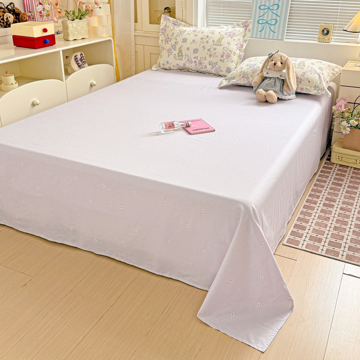 91家纺网 家纺一手货源 找家纺 董成龙家纺 2026春夏新款100%全棉纯棉印花四件套印花卡通系列三件套（喷气工艺） 醉花兔