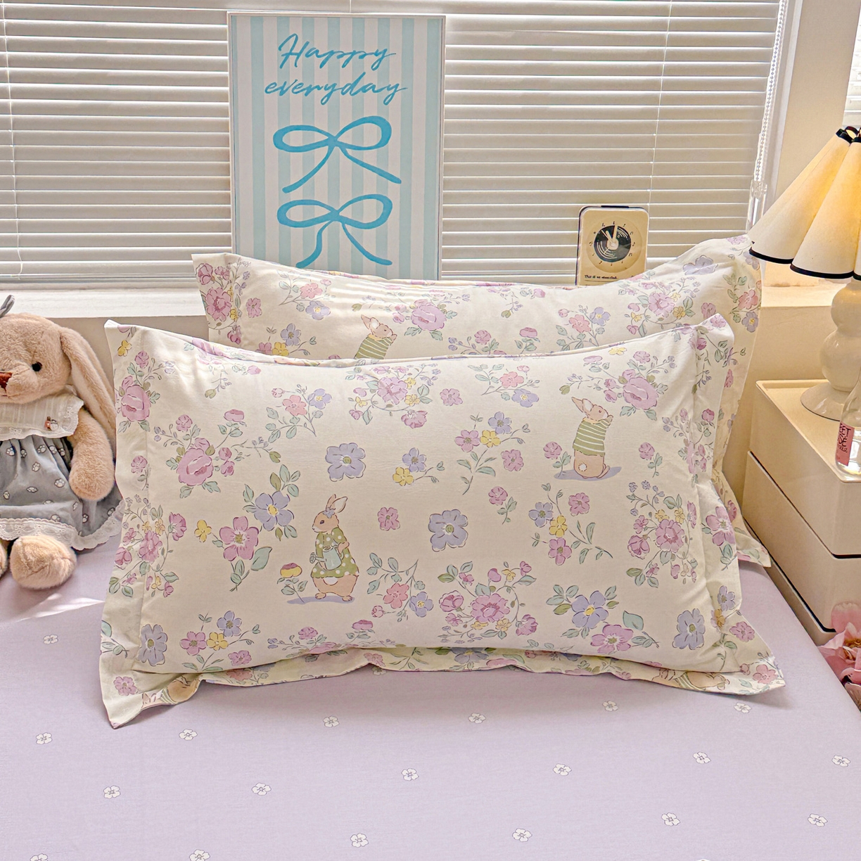 91家纺网 家纺一手货源 找家纺 董成龙家纺 2026春夏新款100%全棉纯棉印花四件套印花卡通系列三件套（喷气工艺） 醉花兔