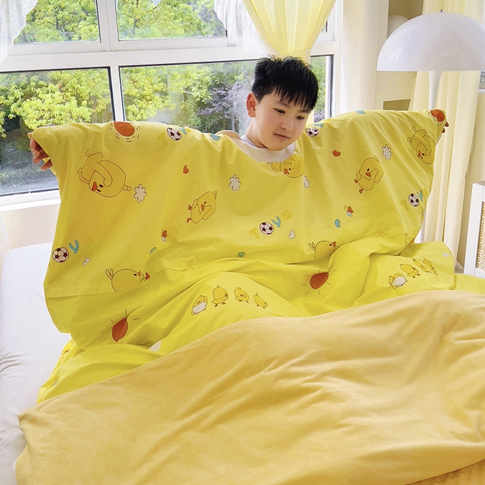 91家纺网 家纺一手货源 找家纺 （总）萌朵家纺 2025新款豆豆绒全棉防踢被-结合牛奶绒绒防踢被