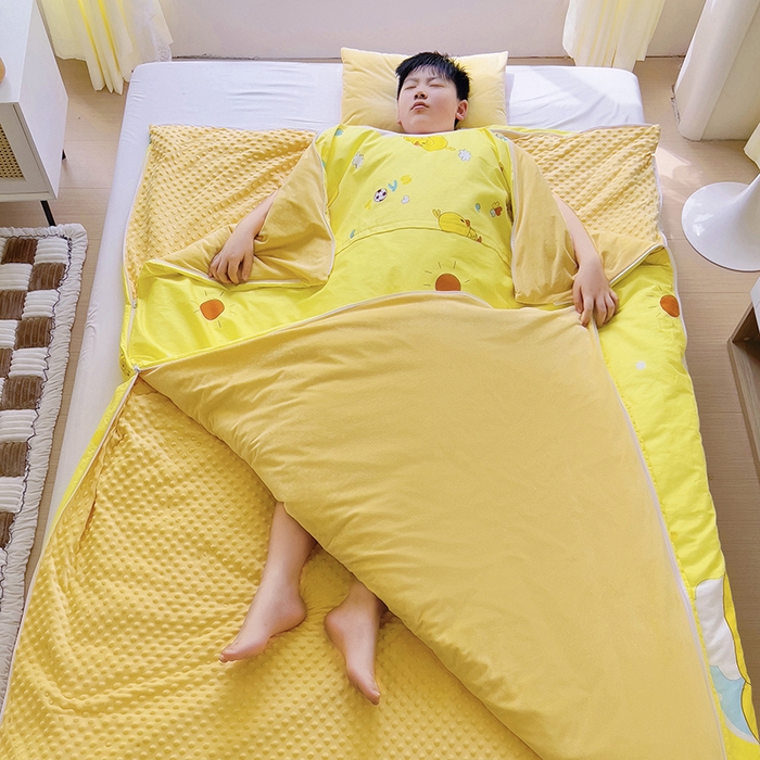 91家纺网 家纺一手货源 找家纺 （总）萌朵家纺 2025新款豆豆绒全棉防踢被-结合牛奶绒绒防踢被