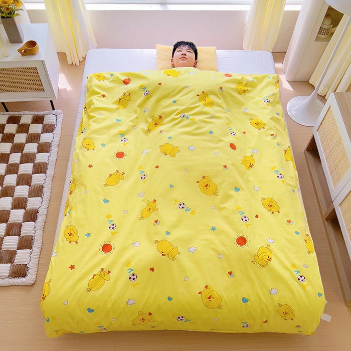 91家纺网 家纺一手货源 找家纺 （总）萌朵家纺 2025新款豆豆绒全棉防踢被-结合牛奶绒绒防踢被