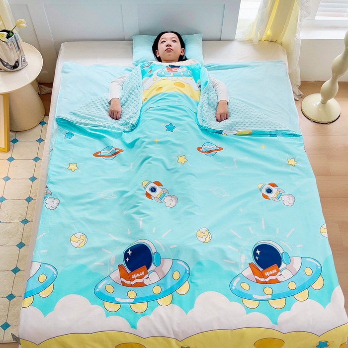 91家纺网 家纺一手货源 找家纺 （总）萌朵家纺 2025新款豆豆绒全棉防踢被-结合牛奶绒绒防踢被