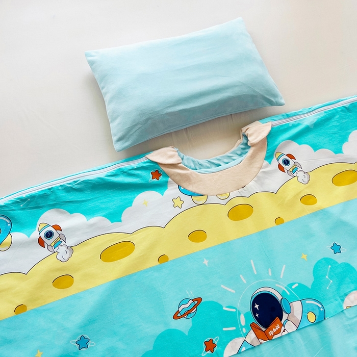 91家纺网 家纺一手货源 找家纺 萌朵家纺 2025新款豆豆绒全棉防踢被-结合牛奶绒绒防踢被 飞碟