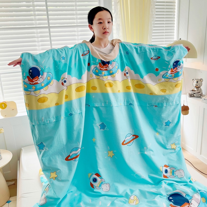 91家纺网 家纺一手货源 找家纺 萌朵家纺 2025新款豆豆绒全棉防踢被-结合牛奶绒绒防踢被 飞碟