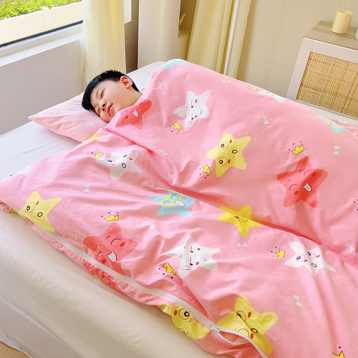 91家纺网 家纺一手货源 找家纺 萌朵家纺 2025新款豆豆绒全棉防踢被-结合牛奶绒绒防踢被 满天星