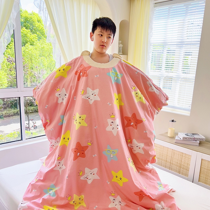 91家纺网 家纺一手货源 找家纺 萌朵家纺 2025新款豆豆绒全棉防踢被-结合牛奶绒绒防踢被 满天星