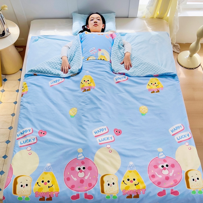 91家纺网 家纺一手货源 找家纺 （总）萌朵家纺 2025新款豆豆绒全棉防踢被-结合牛奶绒绒防踢被