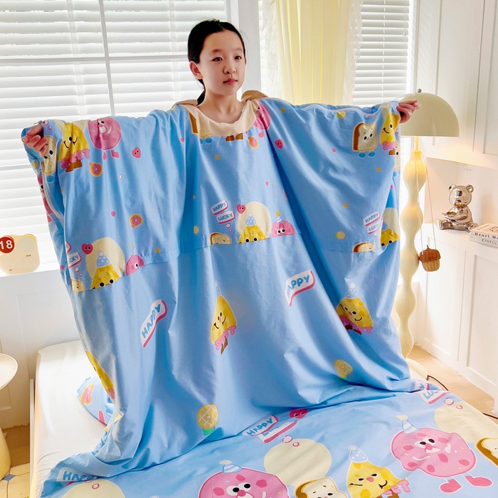 91家纺网 家纺一手货源 找家纺 萌朵家纺 2025新款豆豆绒全棉防踢被-结合牛奶绒绒防踢被 甜甜圈