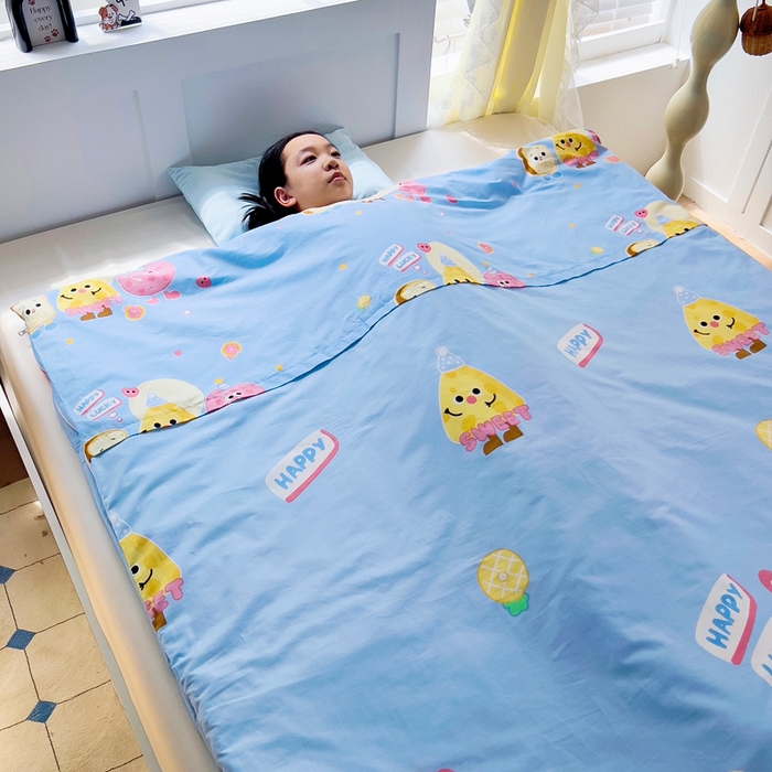 91家纺网 家纺一手货源 找家纺 萌朵家纺 2025新款豆豆绒全棉防踢被-结合牛奶绒绒防踢被 甜甜圈