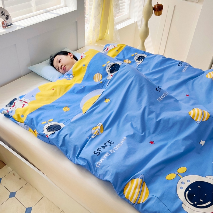 91家纺网 家纺一手货源 找家纺 萌朵家纺 2025新款豆豆绒全棉防踢被-结合牛奶绒绒防踢被 外星人