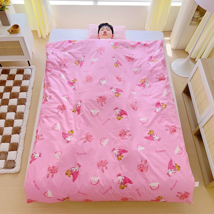 萌朵家纺 2025新款豆豆绒全棉防踢被-结合牛奶绒绒防踢被 小公主