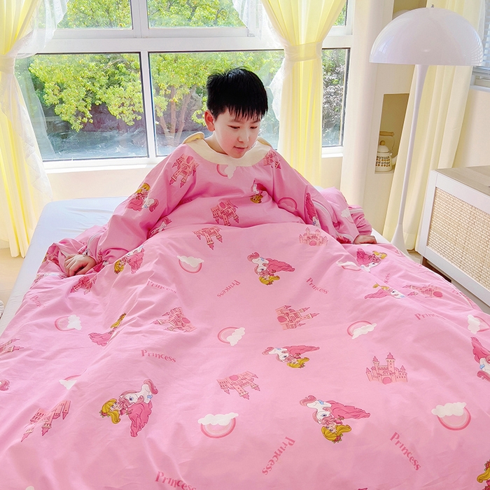 91家纺网 家纺一手货源 找家纺 萌朵家纺 2025新款豆豆绒全棉防踢被-结合牛奶绒绒防踢被 小公主