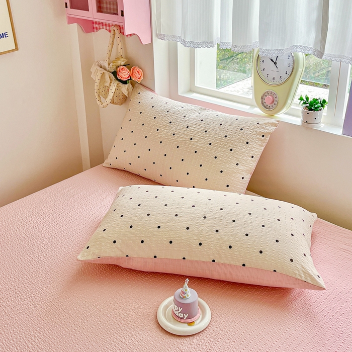 91家纺网 家纺一手货源 找家纺 利禾家纺 2026春夏新款泡芙纱简约夏被四件套夏凉被空调被 波点-简约