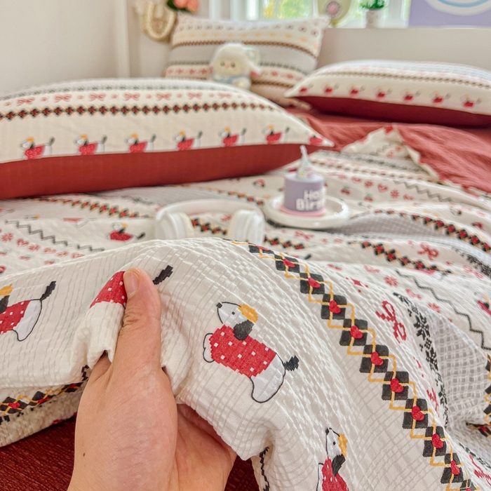 91家纺网 家纺一手货源 找家纺 利禾家纺 2026春夏新款泡芙纱简约夏被四件套夏凉被空调被 费尔岛-简约