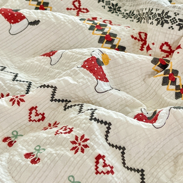 91家纺网 家纺一手货源 找家纺 利禾家纺 2026春夏新款泡芙纱简约夏被四件套夏凉被空调被 费尔岛-简约