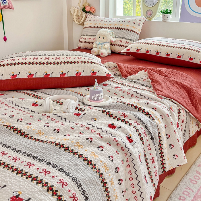 91家纺网 家纺一手货源 找家纺 利禾家纺 2026春夏新款泡芙纱简约夏被四件套夏凉被空调被 费尔岛-简约