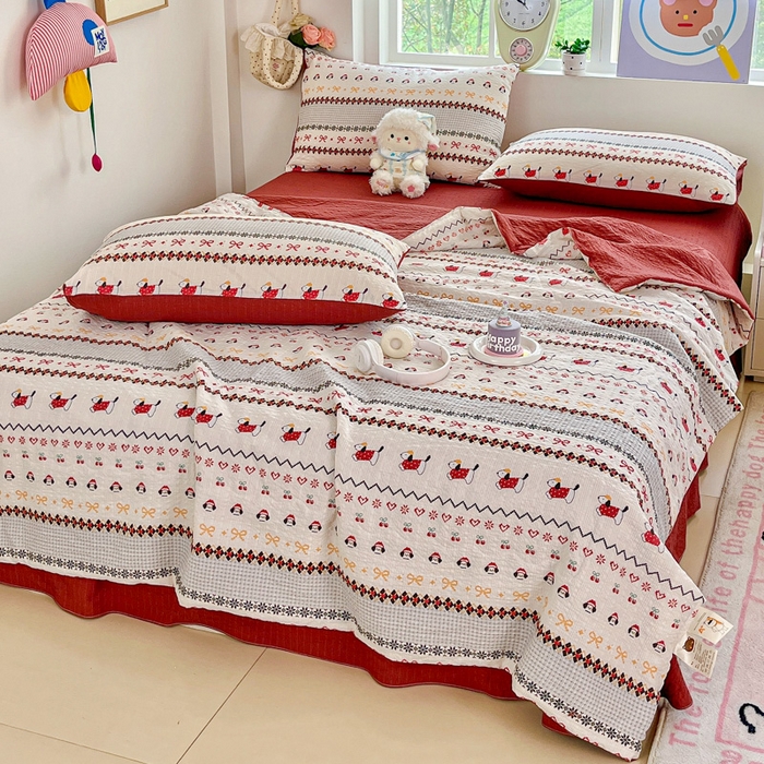 91家纺网 家纺一手货源 找家纺 利禾家纺 2026春夏新款泡芙纱简约夏被四件套夏凉被空调被 费尔岛-简约