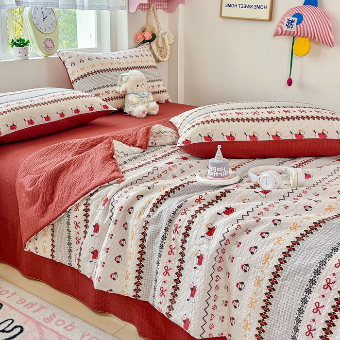 91家纺网 家纺一手货源 找家纺 利禾家纺 2026春夏新款泡芙纱简约夏被四件套夏凉被空调被 费尔岛-简约