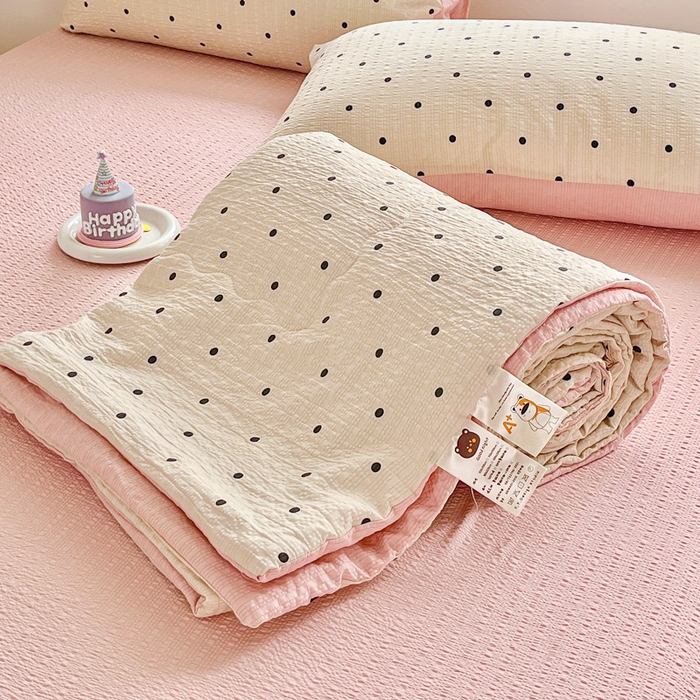 利禾家纺 2026春夏新款泡芙纱简约夏被四件套夏凉被空调被 波点-简约