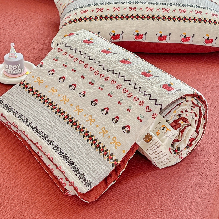 利禾家纺 2026春夏新款泡芙纱简约夏被四件套夏凉被空调被 费尔岛-简约